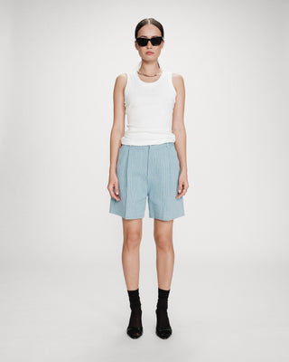 Striped denim shorts stripedblue Vars