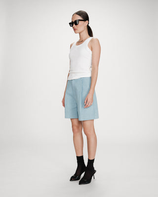 Striped denim shorts stripedblue Vars