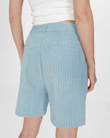 Striped denim shorts stripedblue Vars