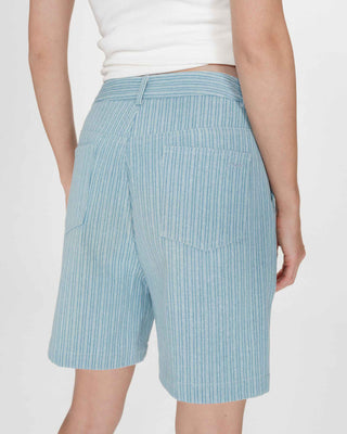 Striped denim shorts stripedblue Vars