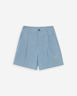 Striped denim shorts stripedblue Vars