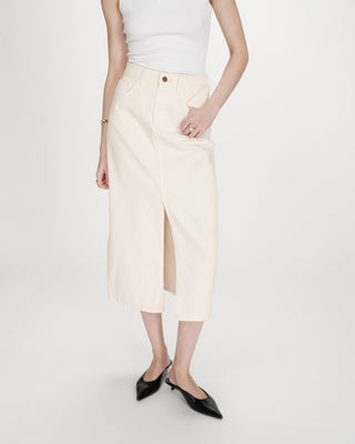Jupe longue en denim ecru Varenne