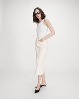 Jupe longue en denim ecru Varenne