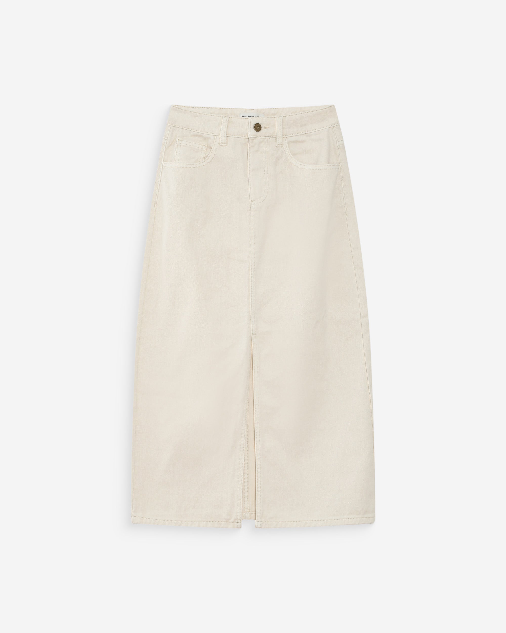 Jupe longue en denim ecru Varenne