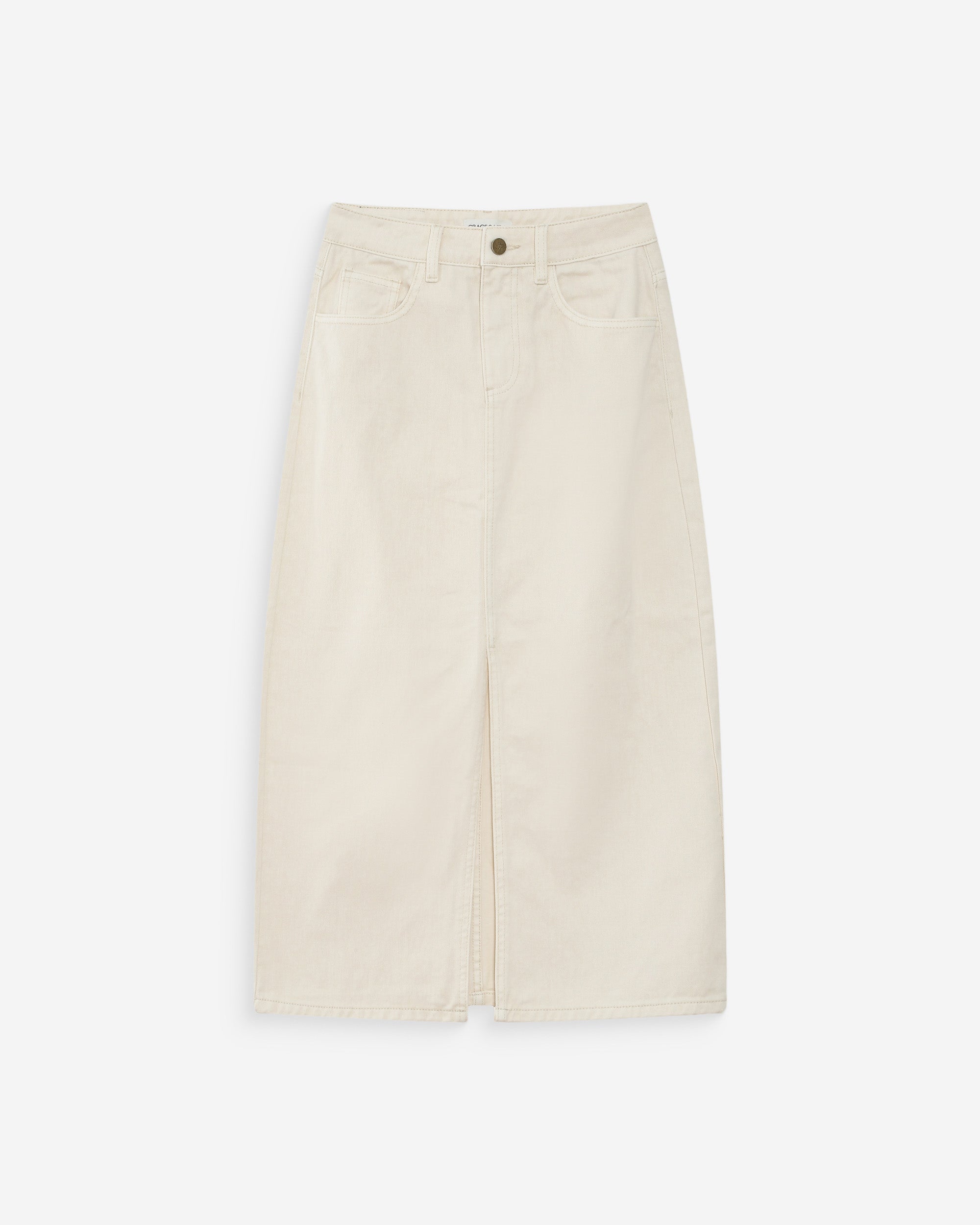 Jupe longue en denim ecru Varenne