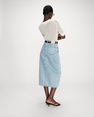 Mini jupe taille haute en denim, imprimé à carreaux et motif fleurs Mini jupe taille haute en denim, imprimé à carreaux et motif fleurs