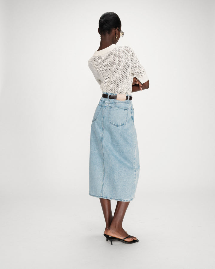 Jupe longue en denim skyblue Varenne