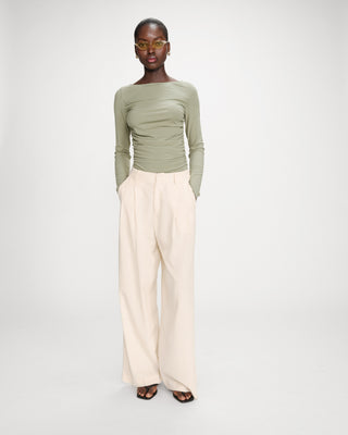 Pantalon tailleur en lin vanille Very
