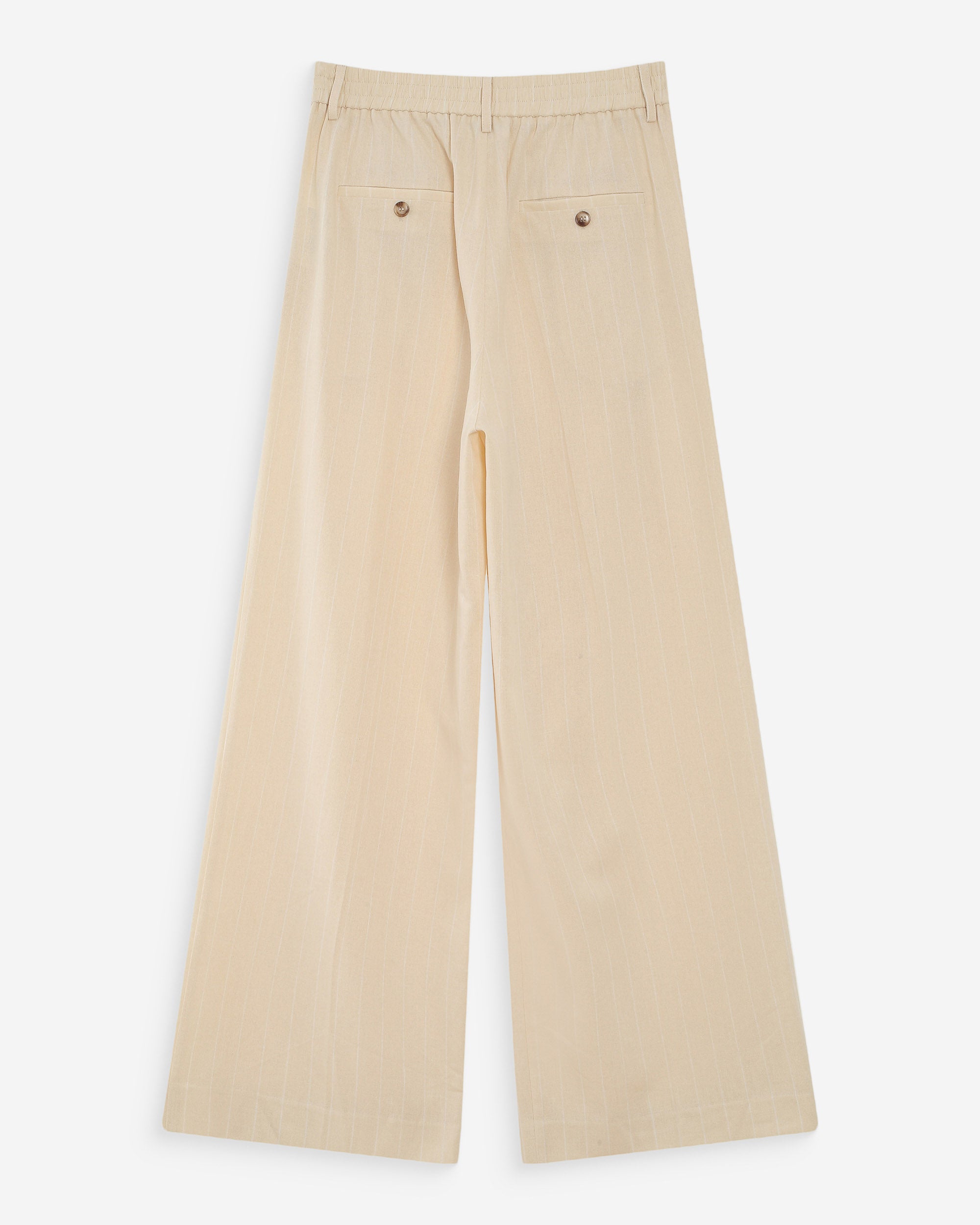 Pantalon tailleur à fines rayures en lin vanille Very