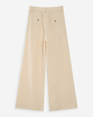 Pantalon tailleur à fines rayures en lin vanille Very