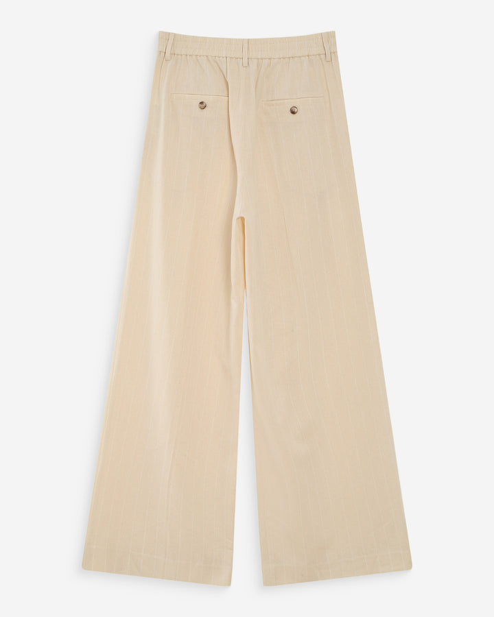 Pantalon tailleur à fines rayures en lin vanille Very