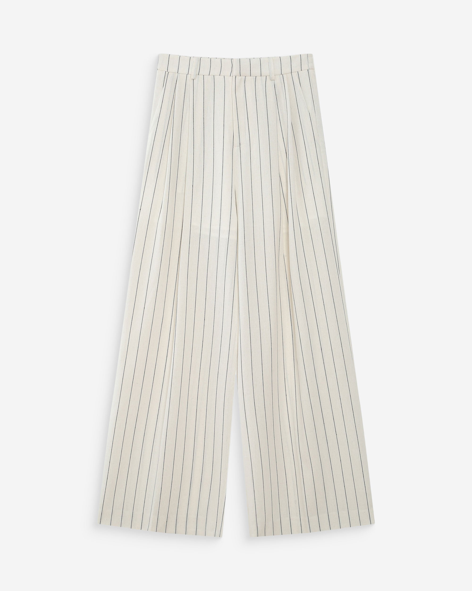 Pantalon tailleur rayé en lin white Very