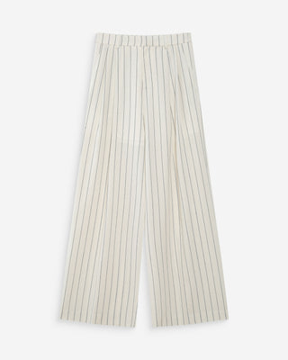 Pantalon tailleur rayé en lin white Very