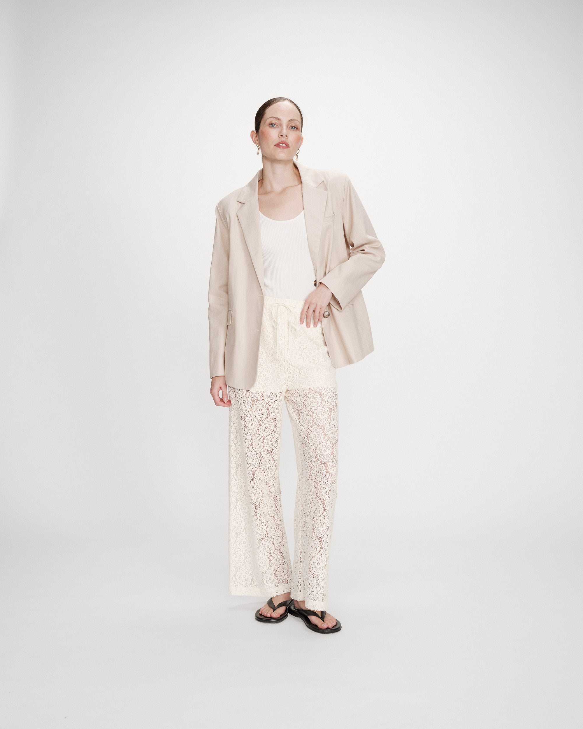 Pantalon en dentelle ecru Vincent