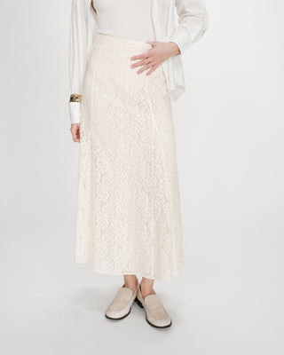 Jupe longue en dentelle ecru Visenya