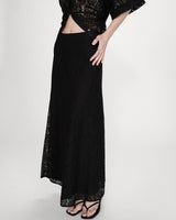 Jupe longue en dentelle noir Visenya