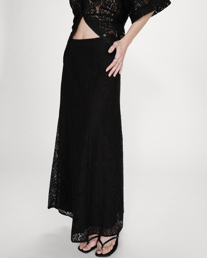 Jupe longue en dentelle noir Visenya