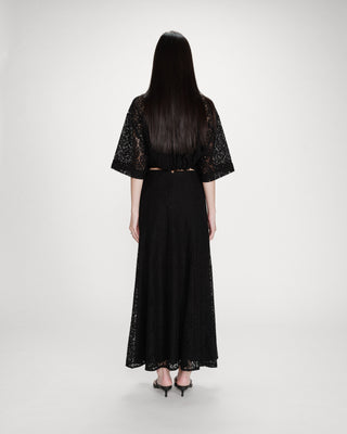 Jupe longue en dentelle noir Visenya