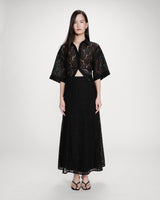 Jupe longue en dentelle noir Visenya
