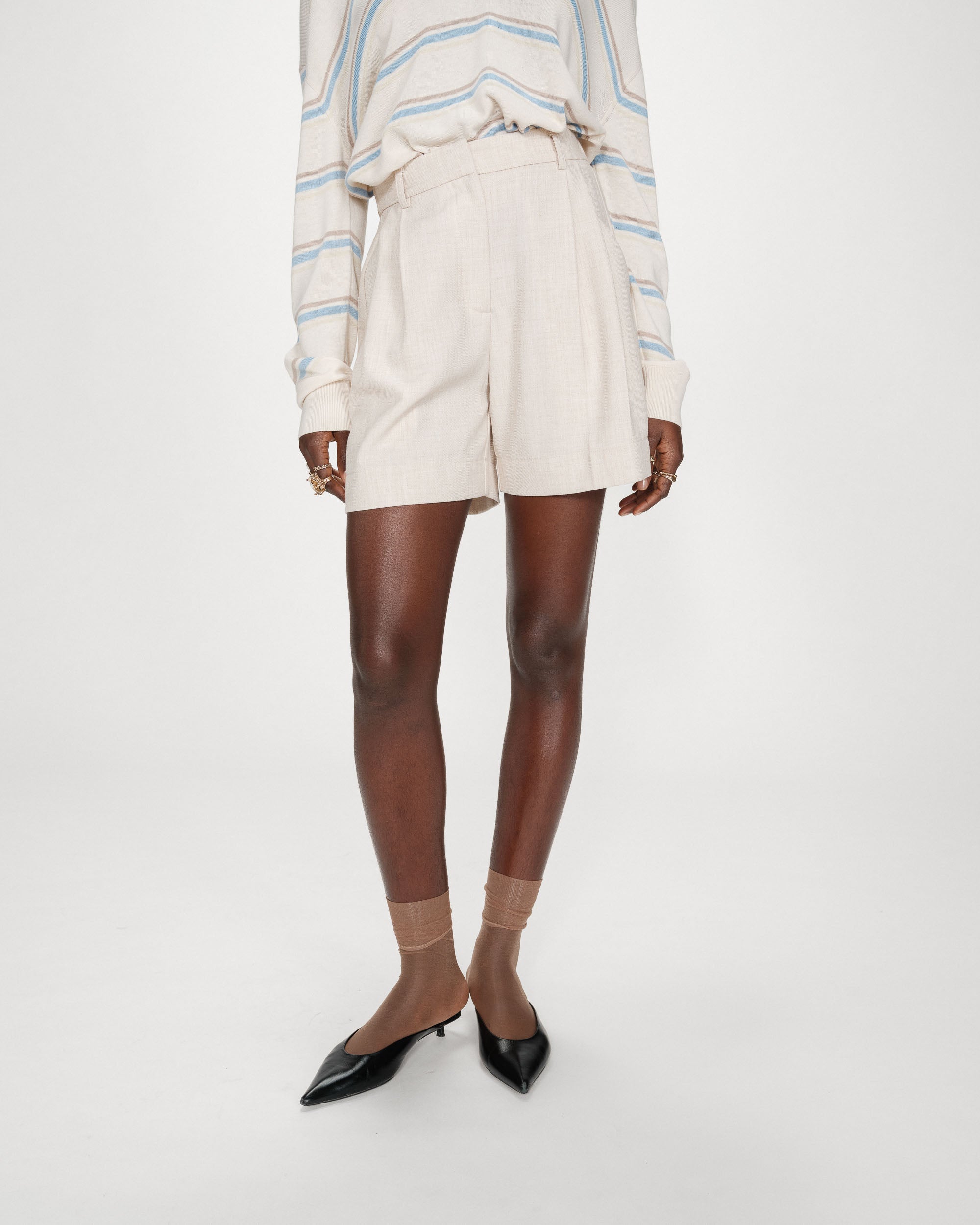 Short droit à plis sable Vite