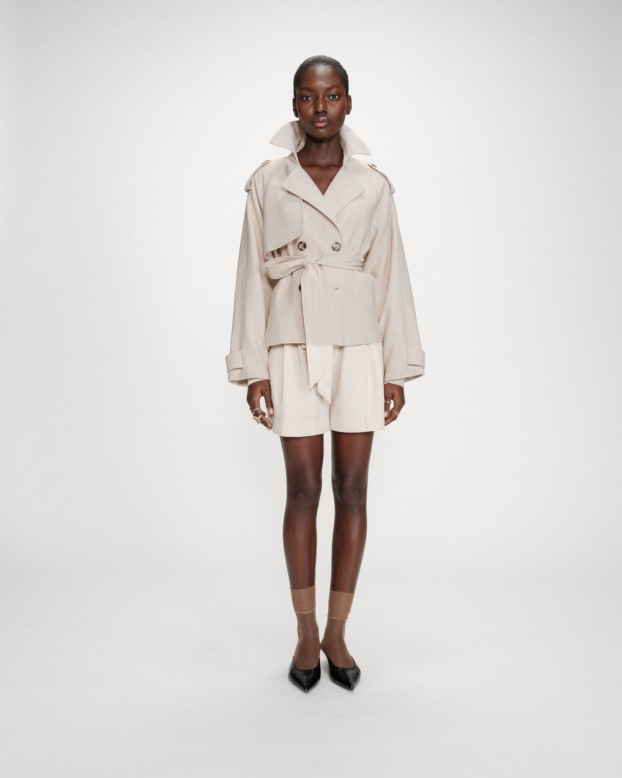 Short droit à plis sable Vite