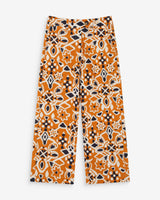 Straight high-waist cropped pants with pattern cognac Varsy
