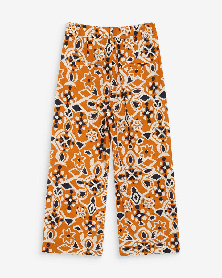 Straight high-waist cropped pants with pattern cognac Varsy