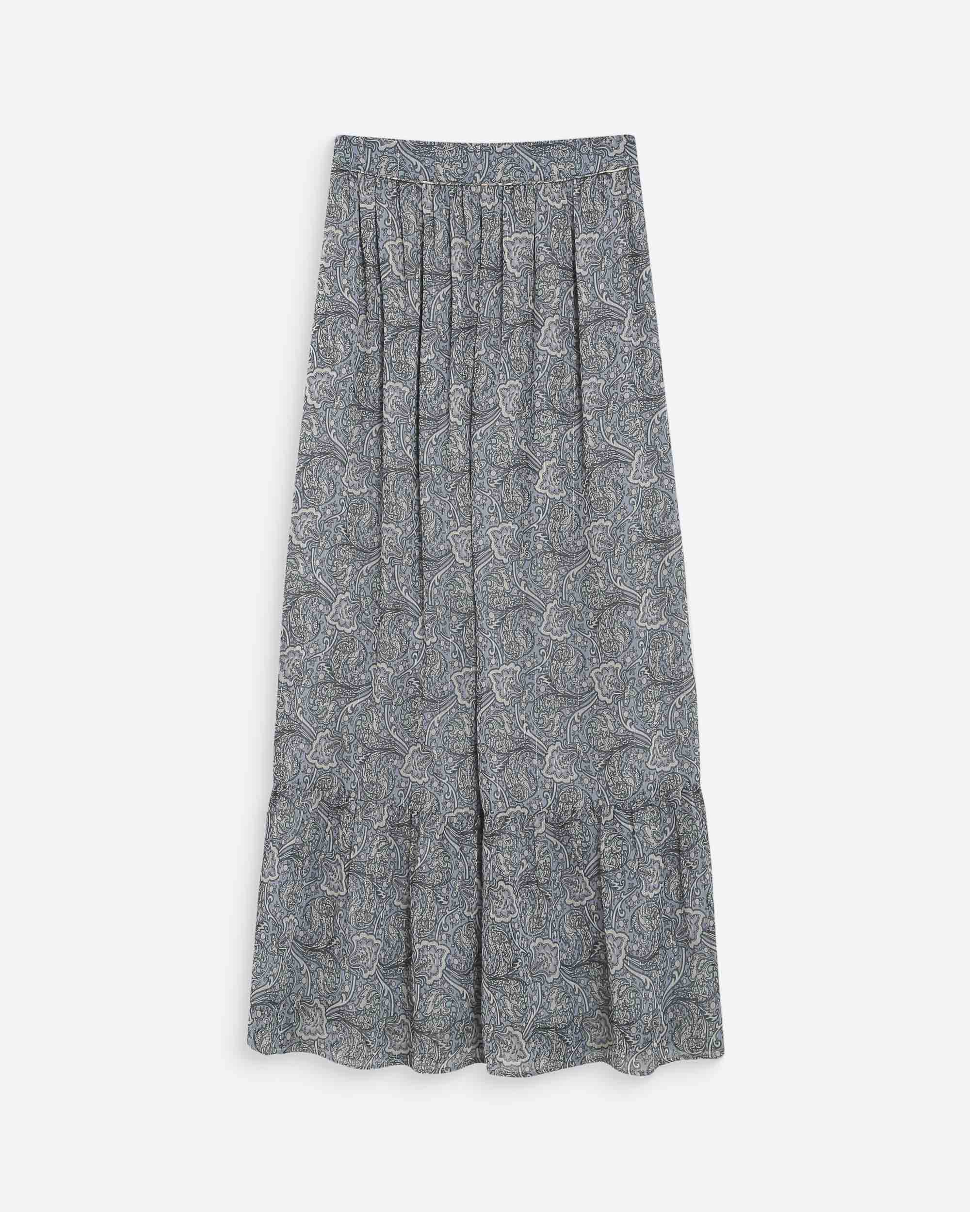 Jupe longue imprimée ciel Voga