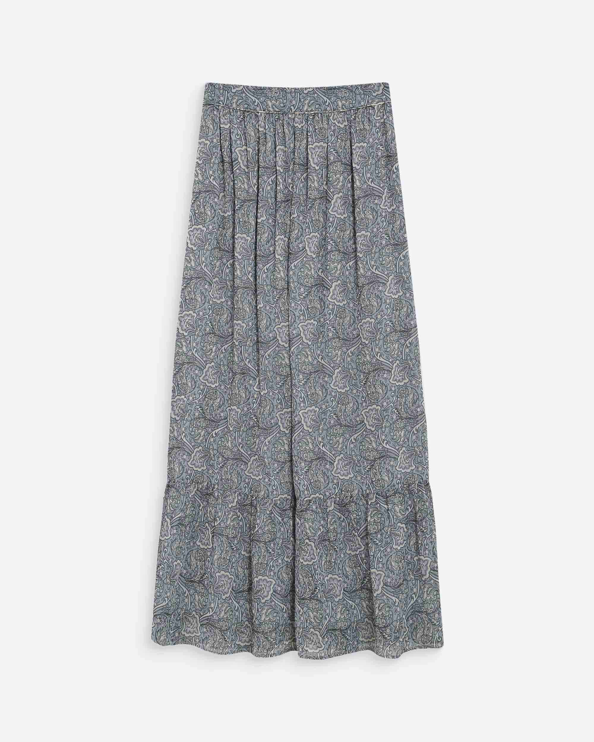 Falda larga evasada estampada bohemia ciel Voga