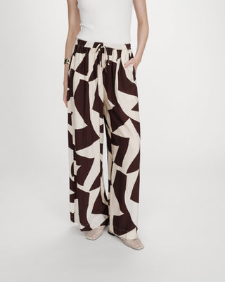 Pantalon large imprimé chocolat Veni