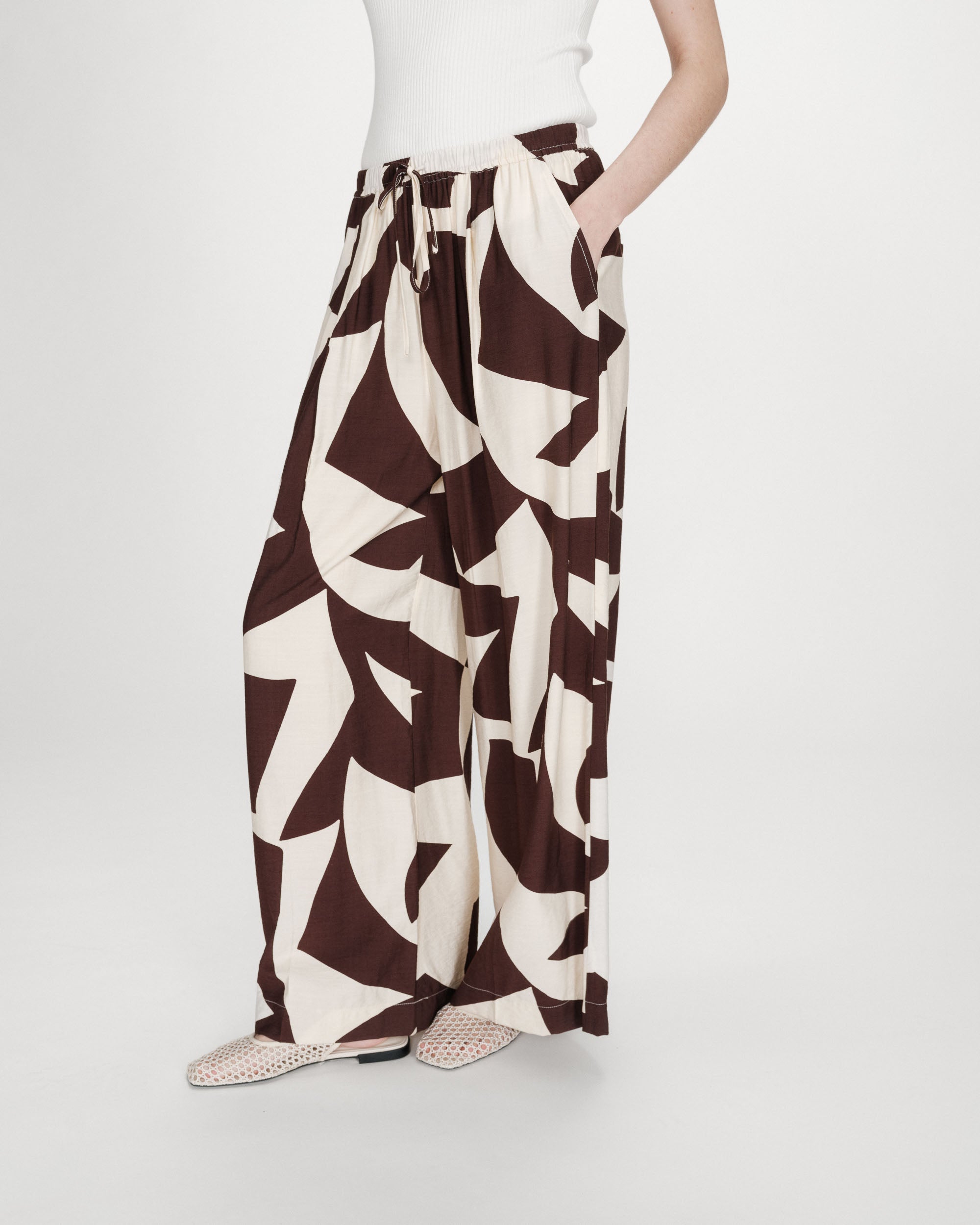 Pantalon large imprimé chocolat Veni