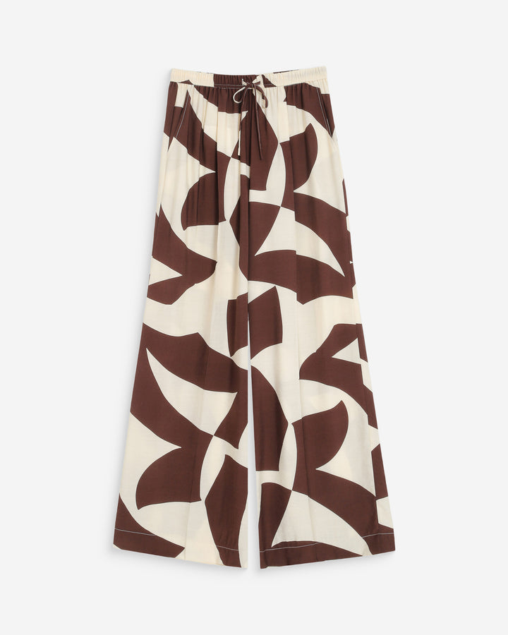 Pantalon large imprimé chocolat Veni
