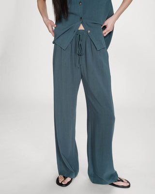 Wide-leg linen pants emeraude Raven