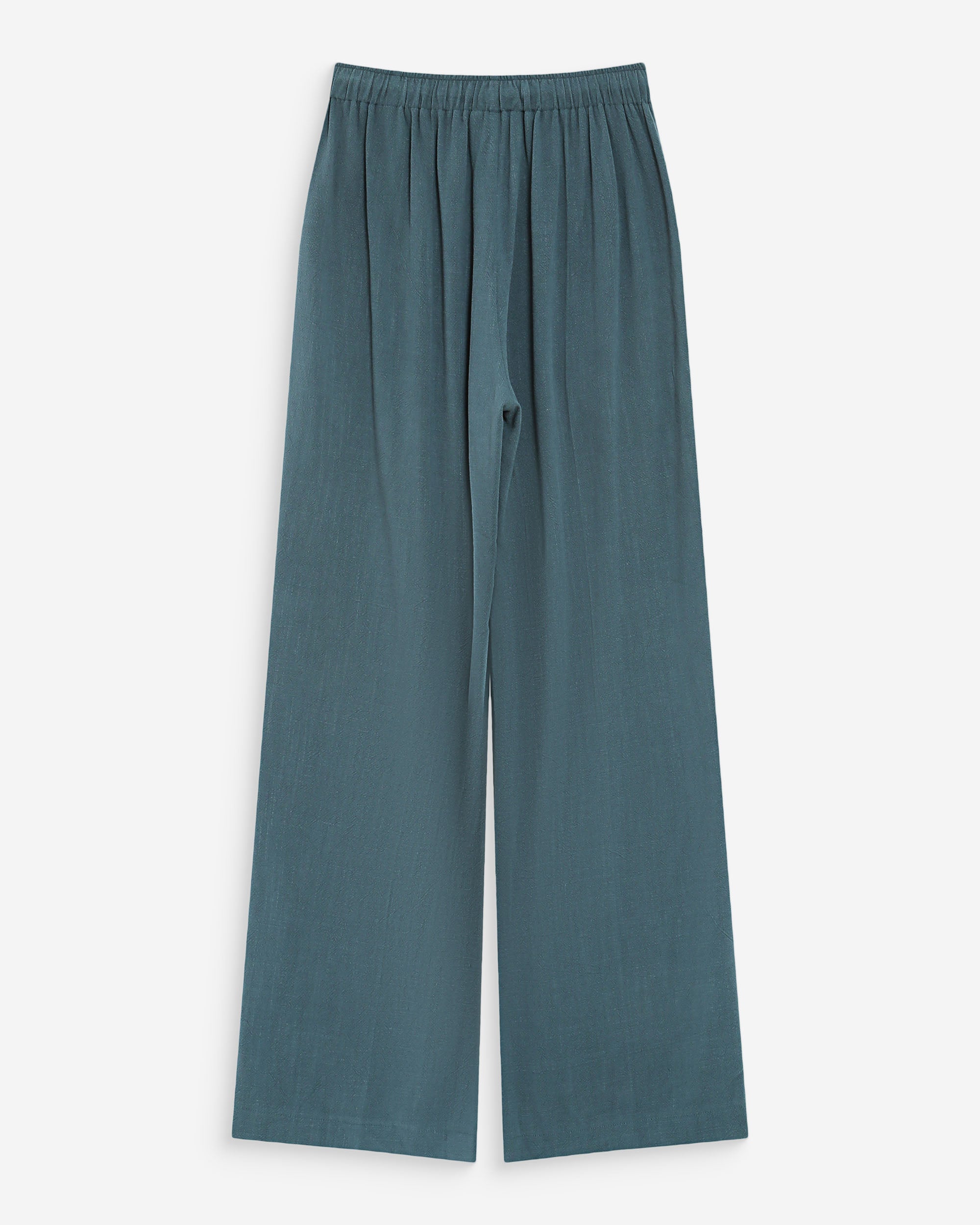 Pantalon large en lin emeraude Raven
