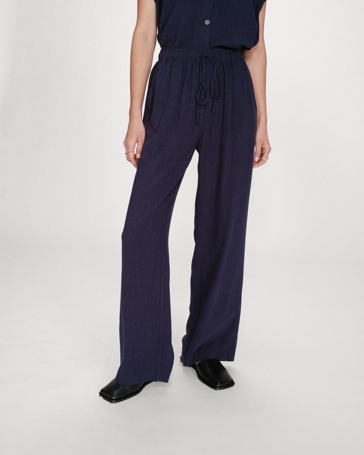 Wide-leg linen pants marine Raven