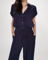 Wide-leg linen pants marine Raven
