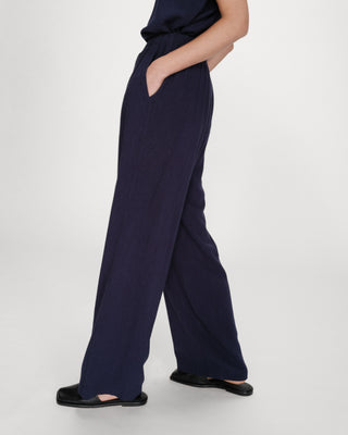 Wide-leg linen pants marine Raven