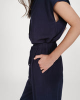 Wide-leg linen pants marine Raven