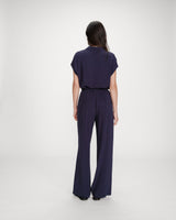 Wide-leg linen pants marine Raven