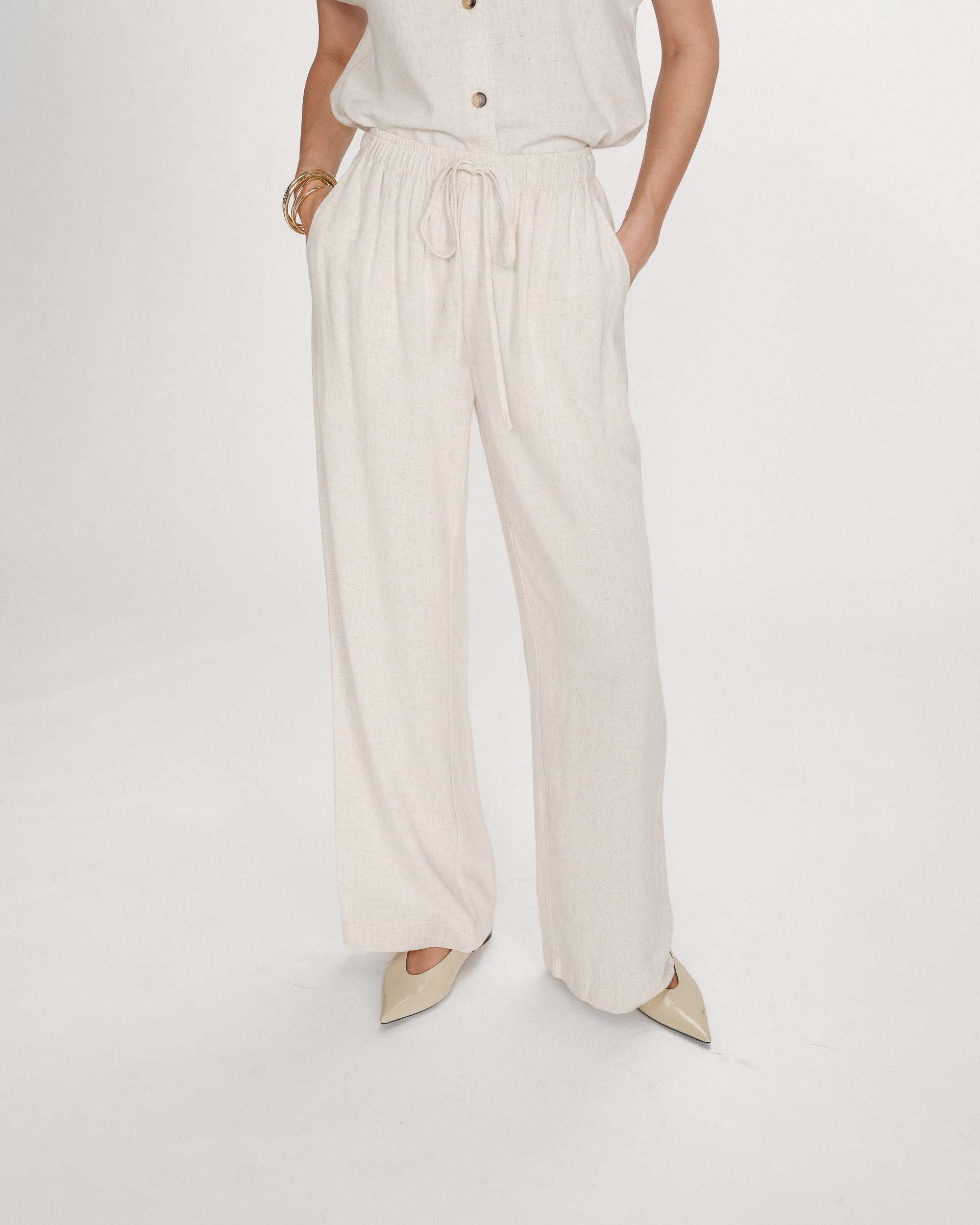 Pantalon large en lin sable Raven