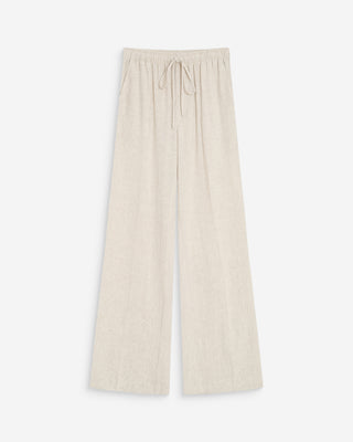 Pantalon large en lin taille haute sable Raven