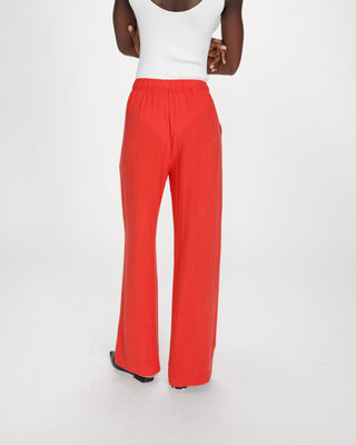 Pantalon large en lin sanguine Raven