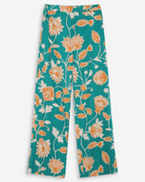 Pantalon droit à fleurs vert Varino