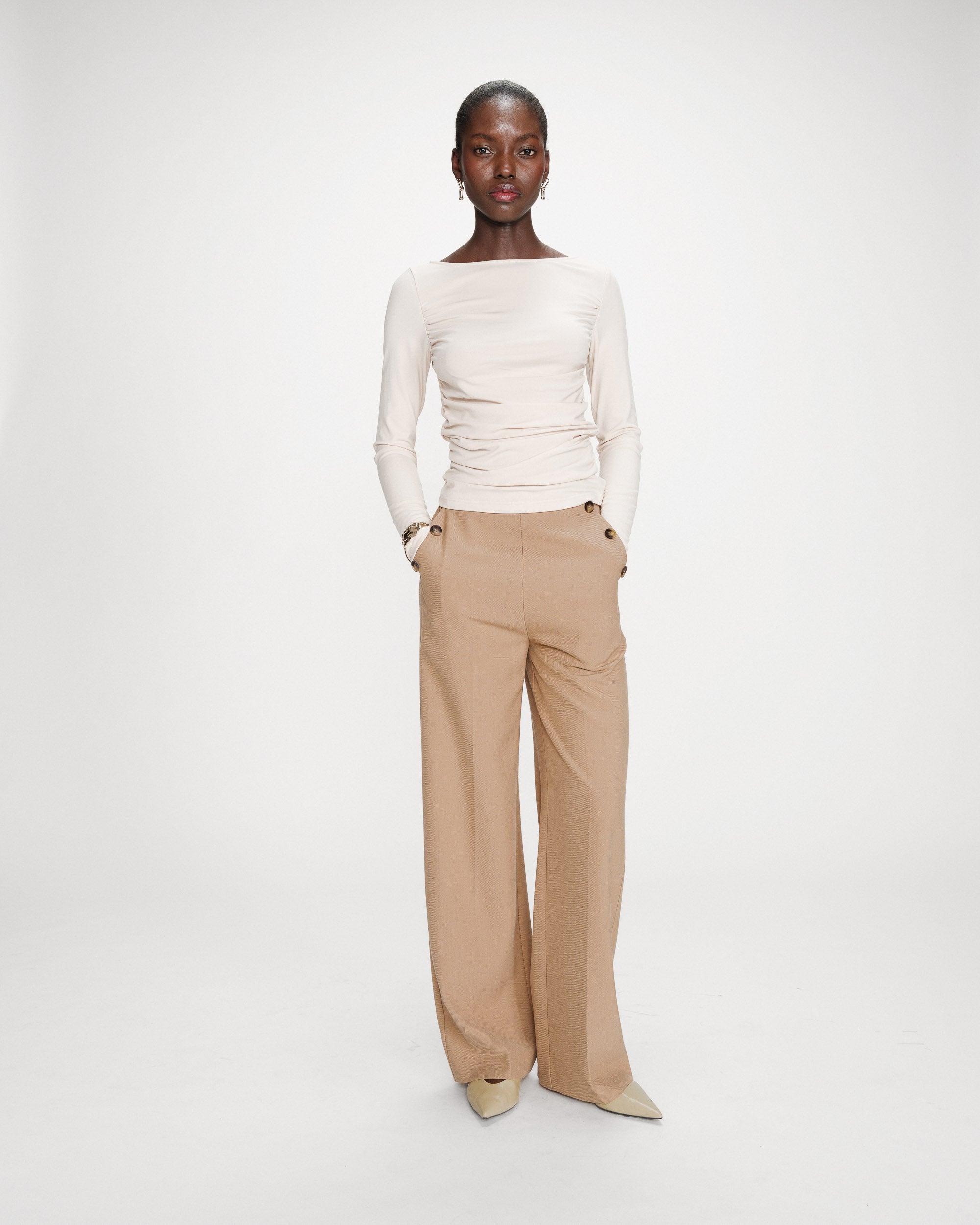 Straight tailored trousers camel Valigny