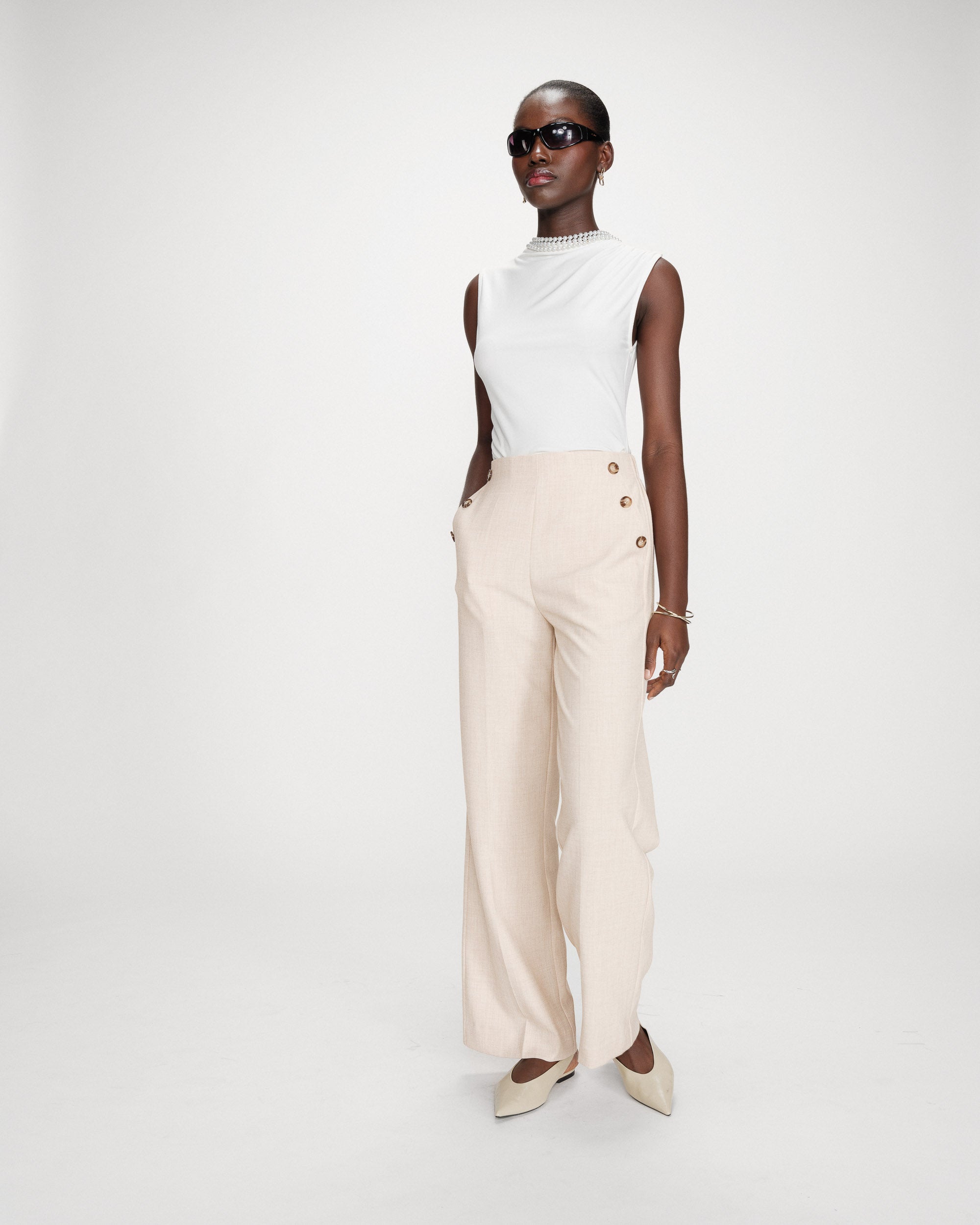 Straight tailored trousers sable Valigny