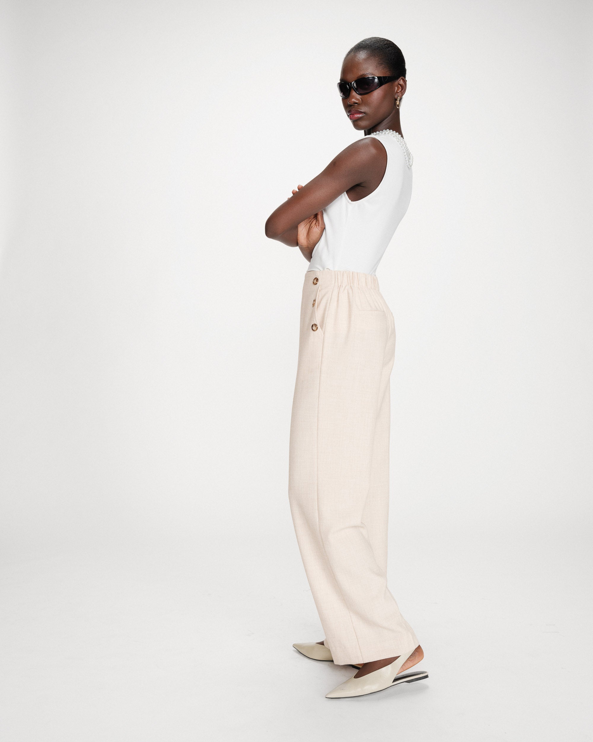 Straight tailored trousers sable Valigny