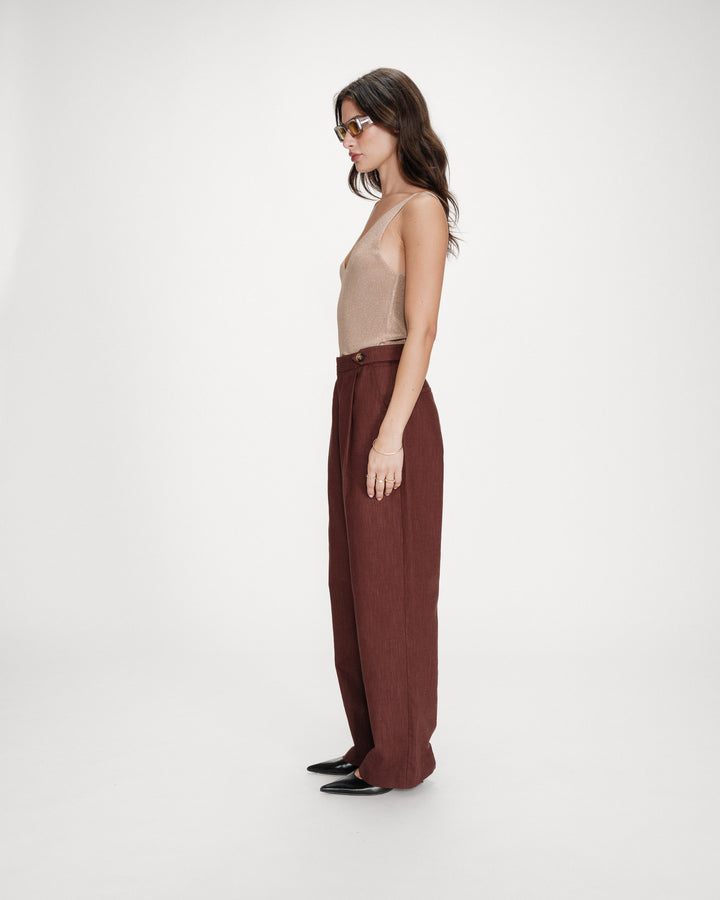 Pantalon tailleur chocolat Vanelis