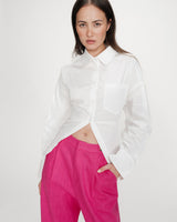 Pantalón sastre de lino y algodón fuchsia Vanelis