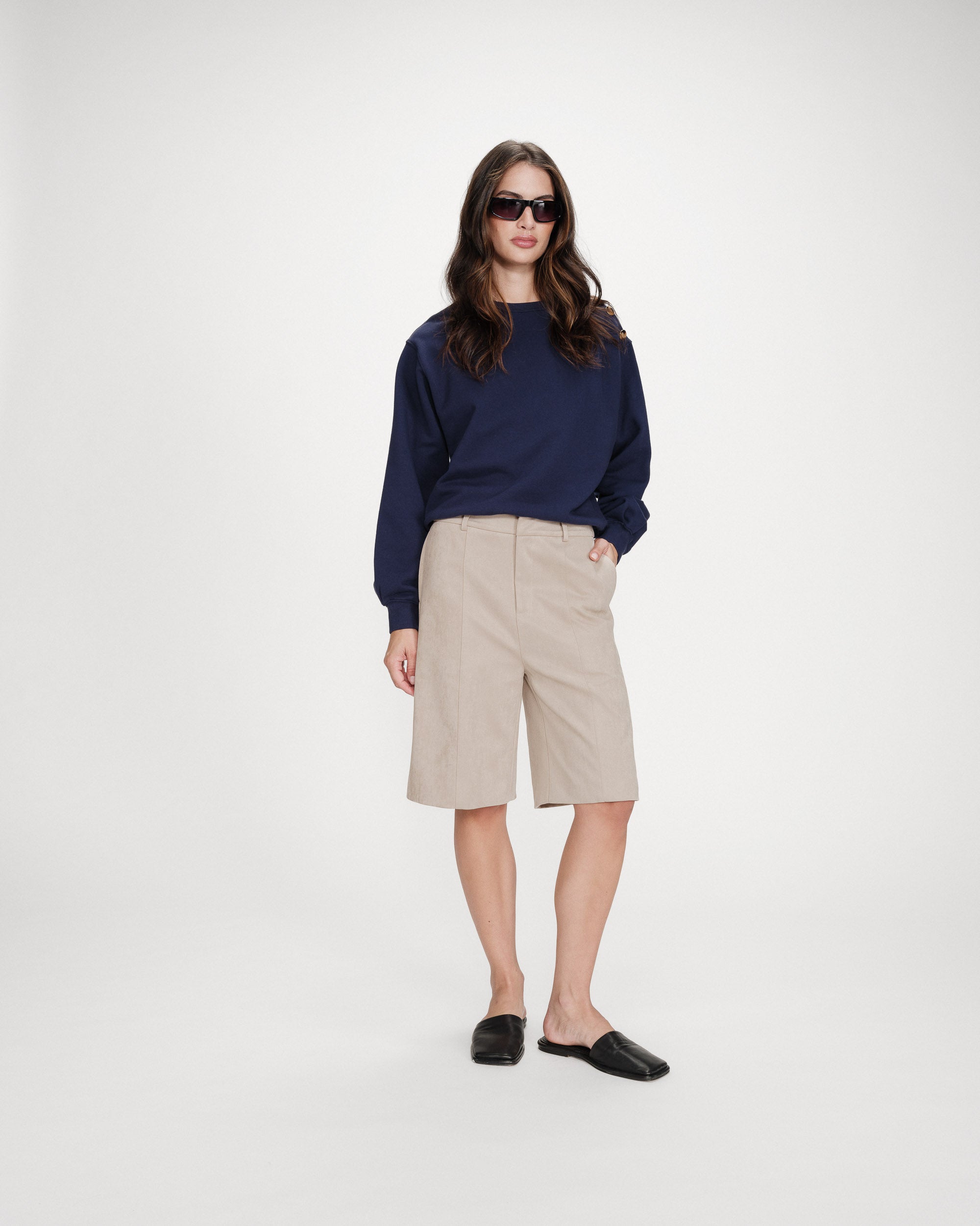 Suede bermuda shorts grege Vacanza