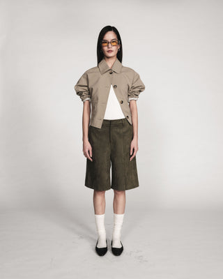 Suede bermuda shorts kaki Vacanza